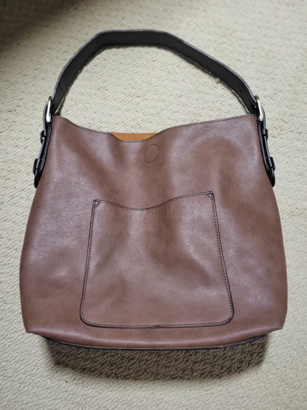 Joy Susan Brown Hobo Bag with Black Strap